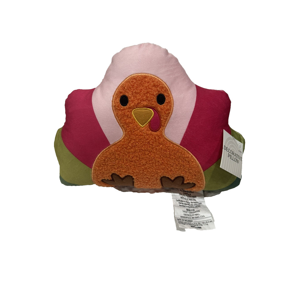 Target Bullseye Playground TURKEY Shape Decorative Plush Pillow Thanksgiving
